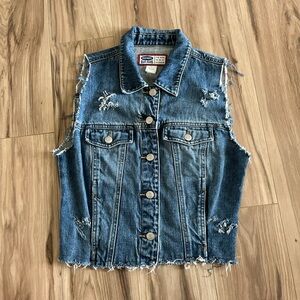Old Navy Blue Distressed Jean Vest
